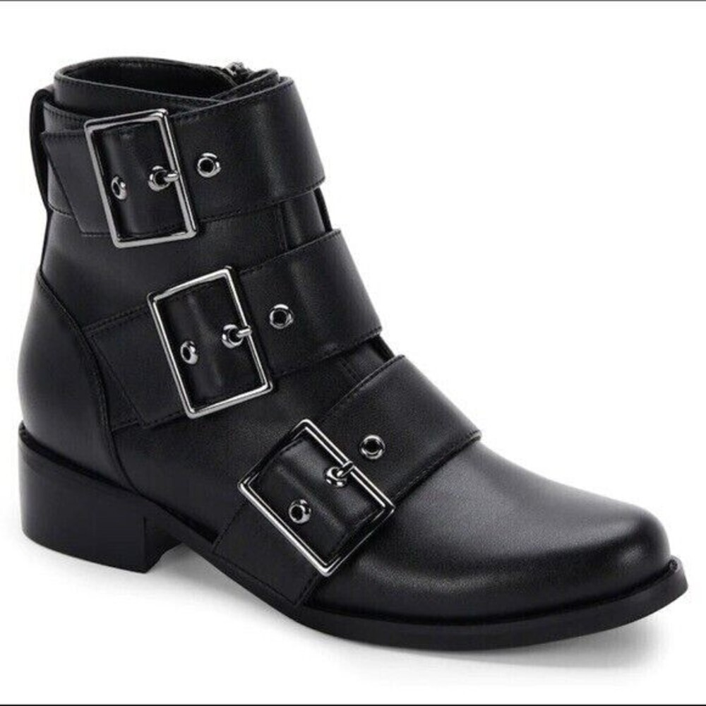 Blondo‎ Women Camila Black Leather Waterproof Buckle Ankle Bootie 6